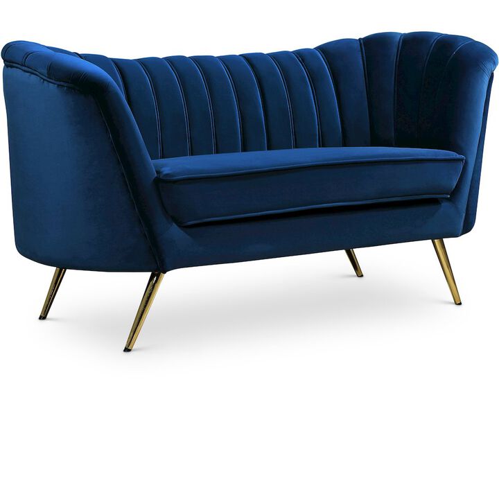 Meridian Furniture Margo Navy Velvet Loveseat