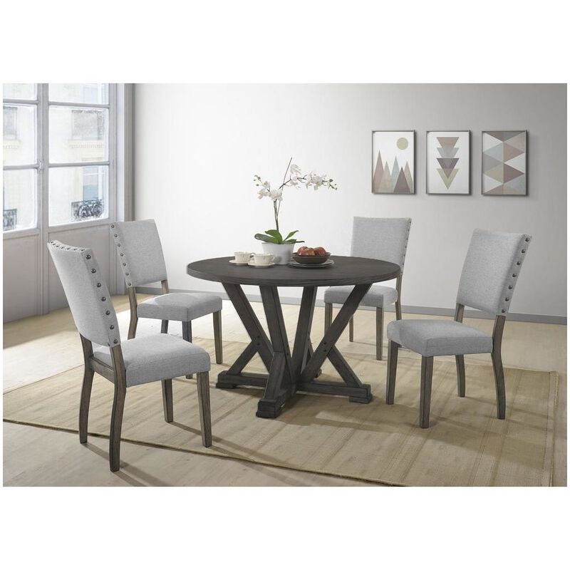 Best Master Solid Wood Round Dining Table in Antique Rustic Gray