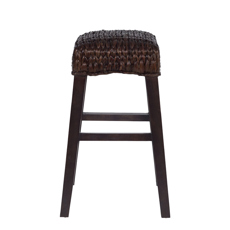 Maui Rustic Bohemian Hyacinth/Wood Backless Stool