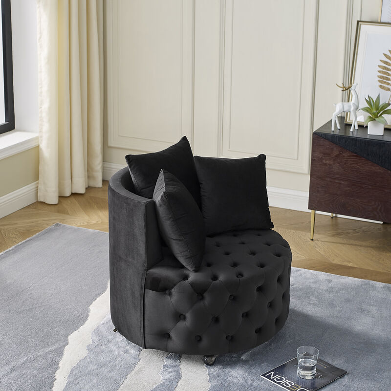 Merax Velvet Upholstered Swivel Chair for Living Room