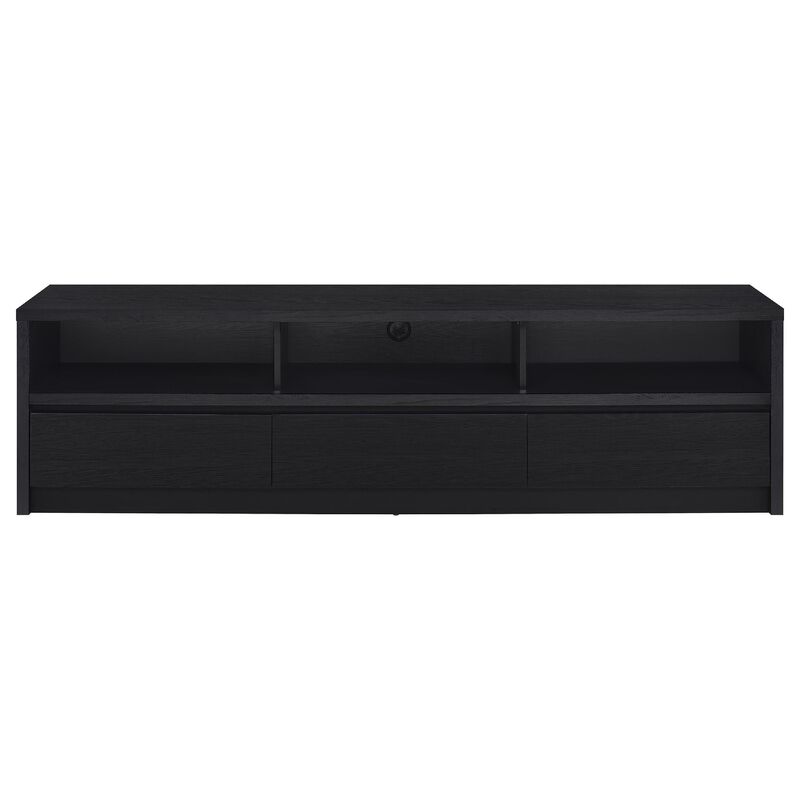 Rutvy TV Stand Media Console with Open Shelves, Black Wood 78 Inch image number 5