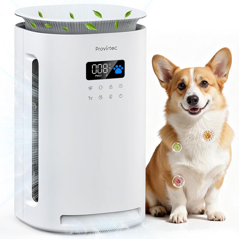 Provirtec Air Purifier for Home Pets, Up to 2500 Sq.Ft, H13 True HEPA Filter, 4-Side Wide Intake, Trap Pet Odor Floating Fur Dander & Allergies image number 1