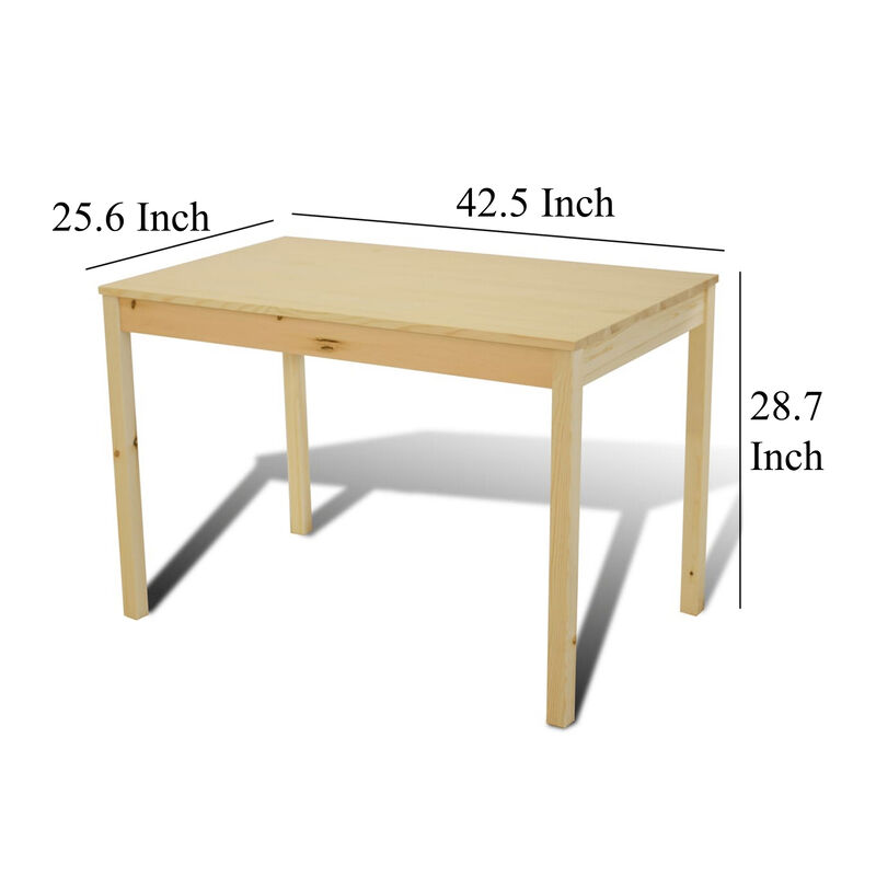 5 Piece Dining Table Set with 4 Side Chairs, Natural Brown Pine Wood - Benzara image number 4