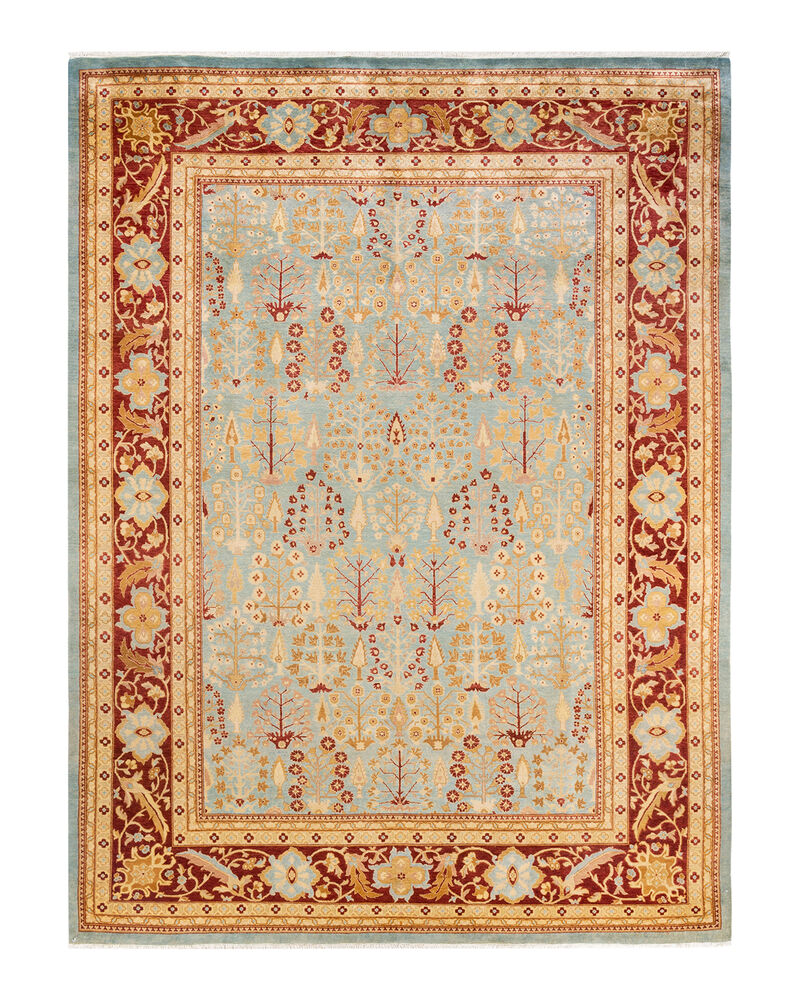 Eclectic, One-of-a-Kind Hand-Knotted Area Rug  - Light Blue, 8' 10" x 12' 2"