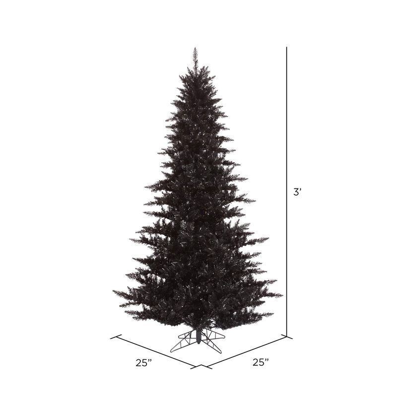 Vickerman 3' Black Fir Artificial Christmas Tree Unlit, Seasonal Indoor Home Decor image number 2