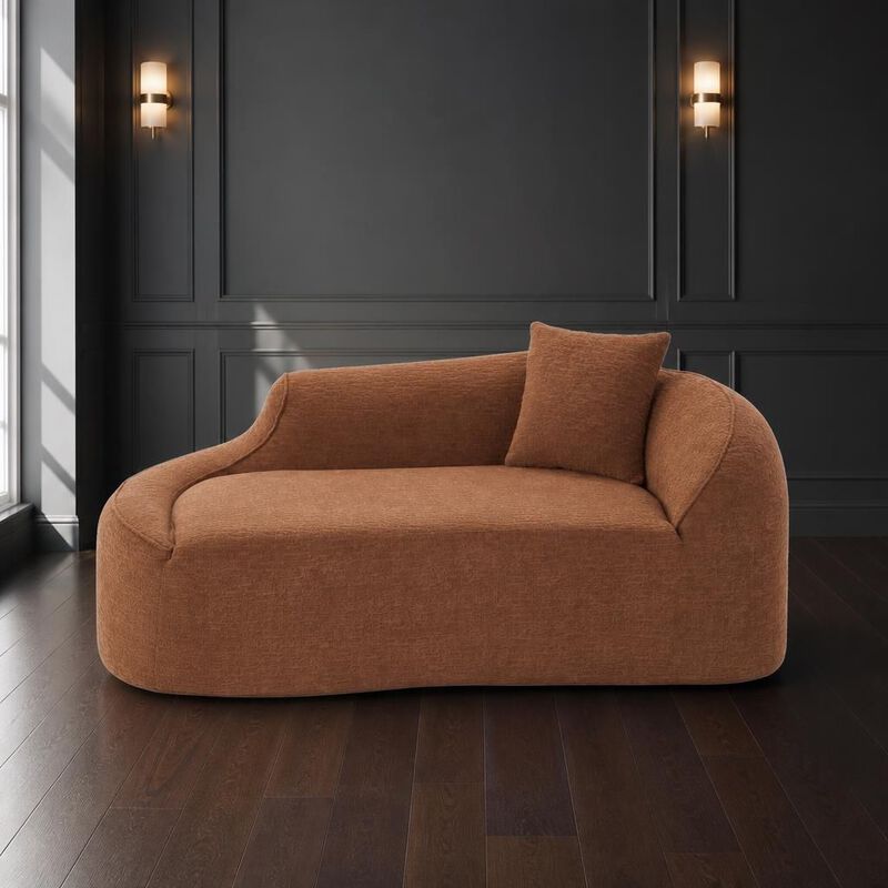 GOODSILO Curved Indoor Chaise Lounge Chair Modern Deep Seating Sleeper Sofa with Throw Pillow for Living Room Bedroom Apartment Small Spaces image number 3