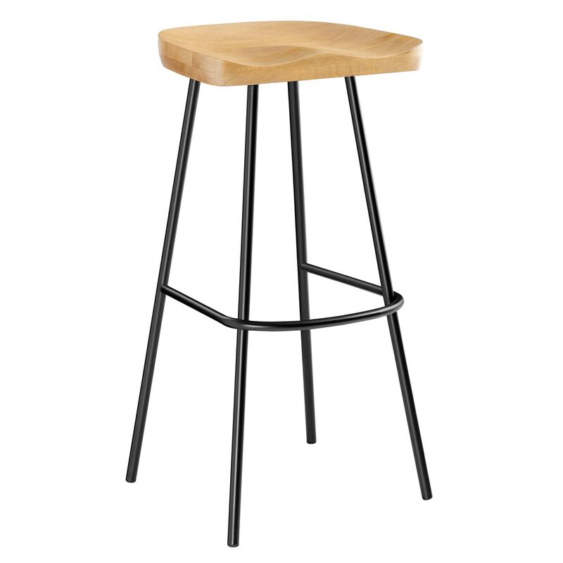 Modway EEI-6742-OAK Concord Backless Wood Bar Stools - Set of 2, Oak image number 3