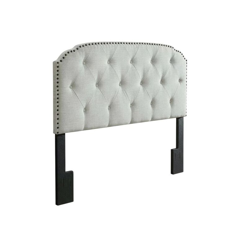 Light Gray Upholstered King Headboard, Solid Rubberwood Frame image number 0