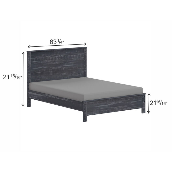 Albany Solid Wood Grey Bed, Modern Rustic Wooden Queen Size Bed Frame Box Spring Needed