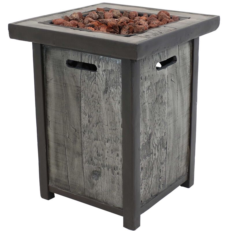 Sunnydaze 24 in Weathered Square Smokeless Propane Gas Fire Pit Table