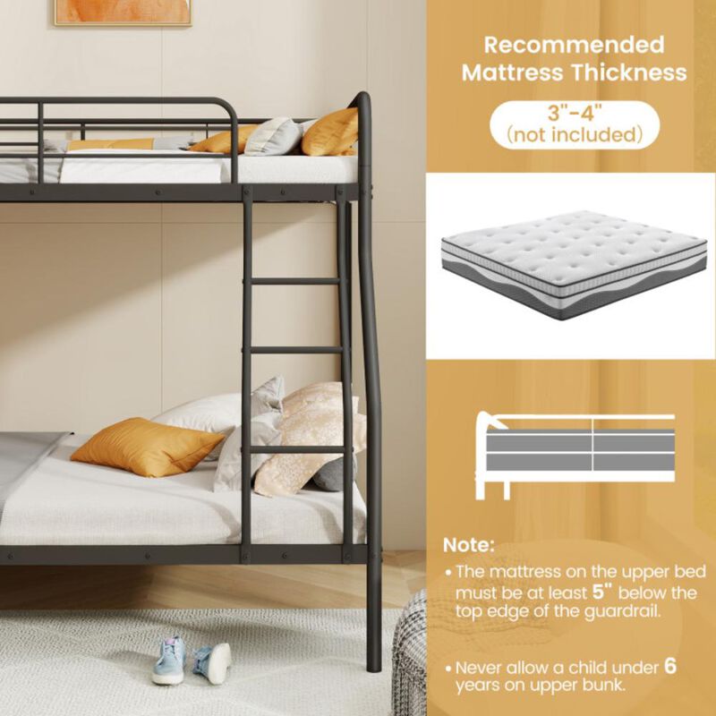 Hivvago Twin Over Full Bunk Bed with Ladder and Full-length Guardrails