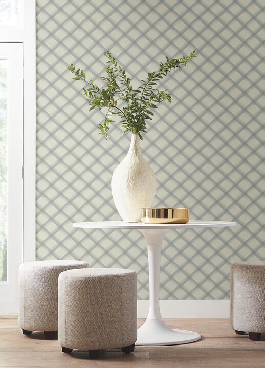 Bayside Basket Weave Smokey Blue Wallpaper