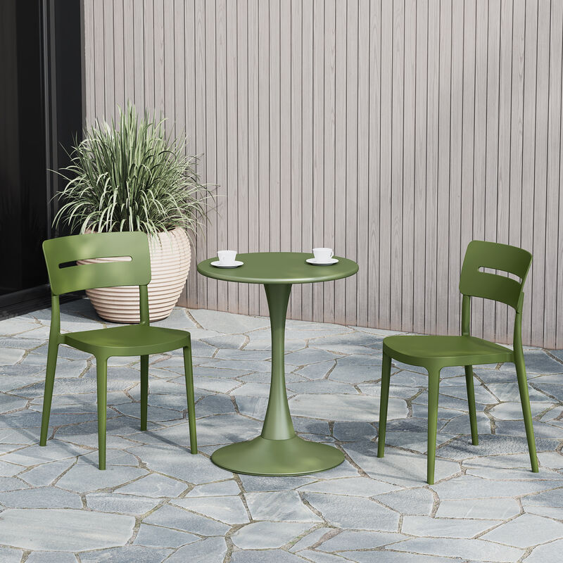 WestinTrends Outdoor Modern Stackable Plastic Patio Dining Chairs (Set of 2) image number 1