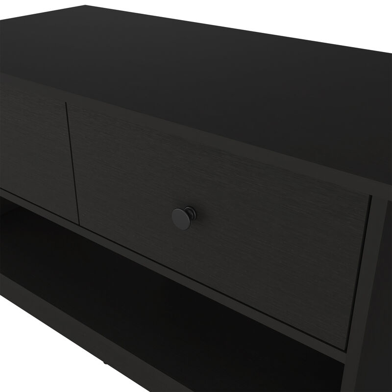 DEPOT E-SHOP Uranus Storage Bench, Two Drawers, Two Open Shelves, Black image number 6