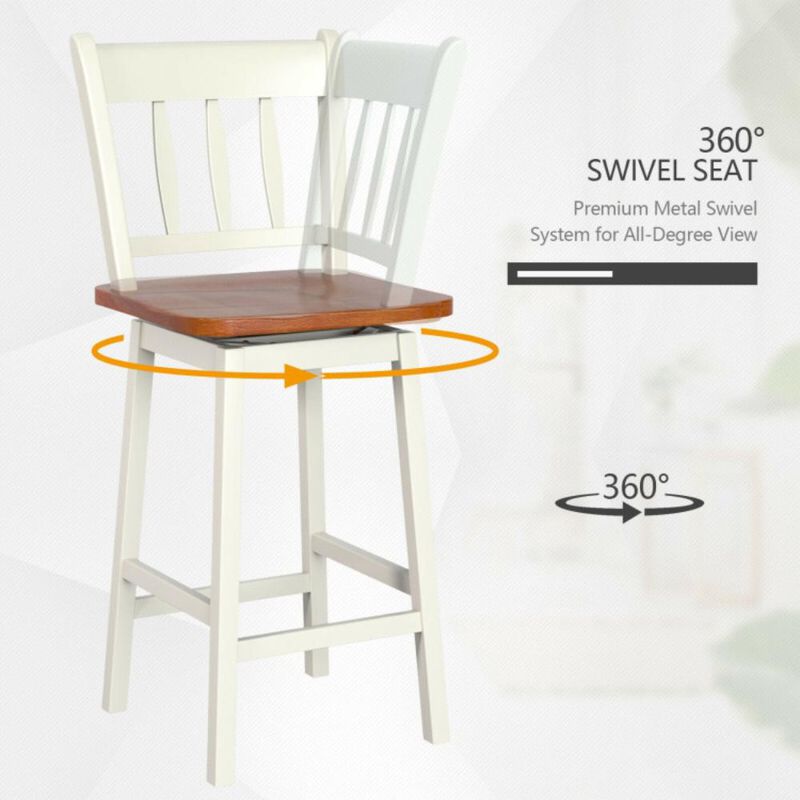Hivvago 24.5 Inches Set of 2 Swivel Bar Stools with 360&deg; Swiveling