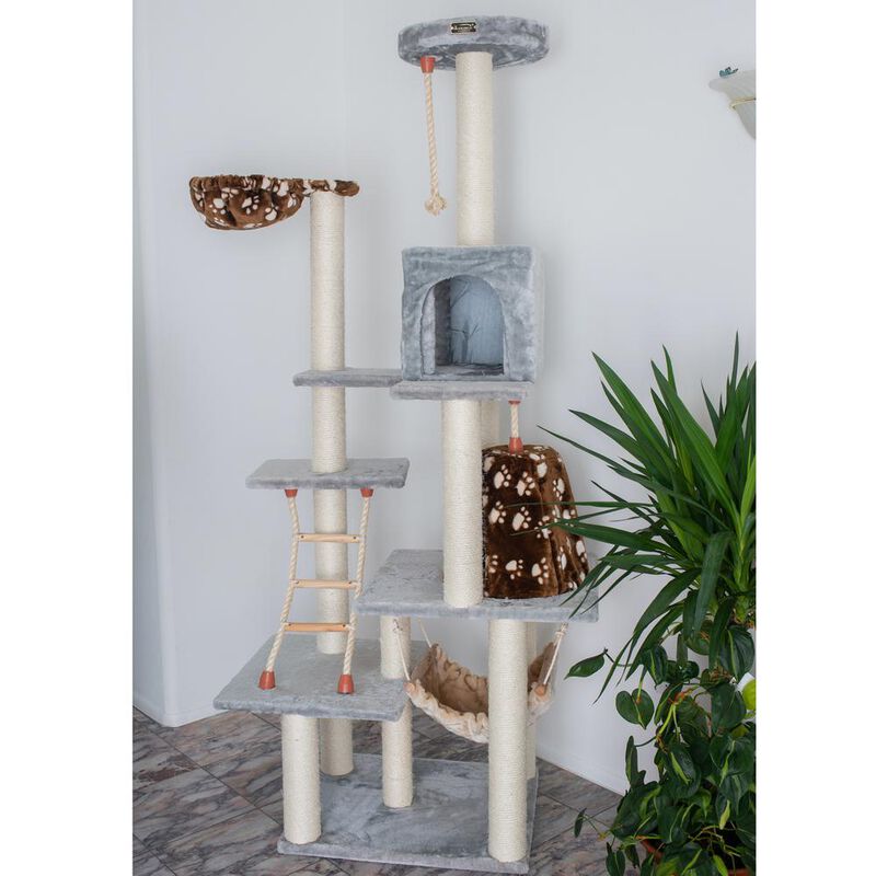 Armarkat Wood Cat Climber Play House, Cat Furniture,Lounge Basket, Silver Gray