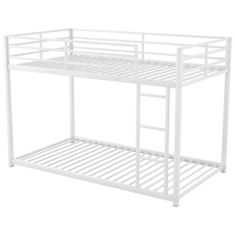 Whisen Twin over Twin Metal Bunk Bed, Low Bunk Bed with Ladder