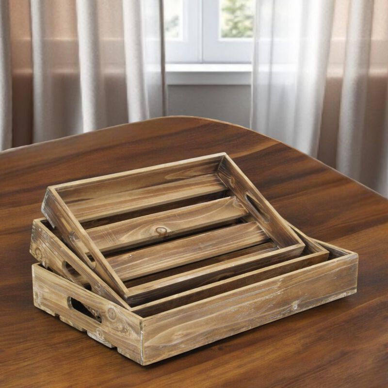 Handmade Wooden Rectangular Serving Tray with Handles &ndash; Durable Tray for Kitchen, Dining, and Entertaining