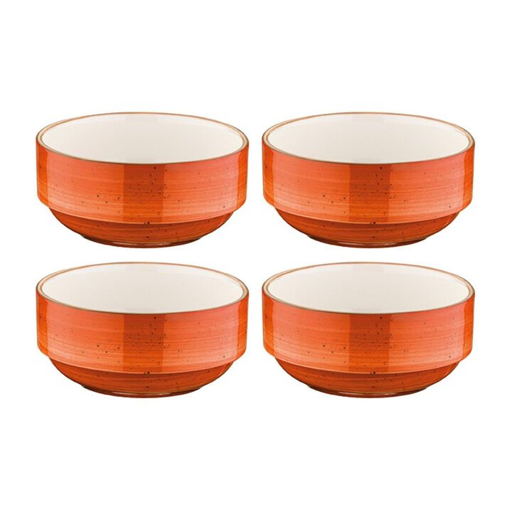 Terracota dia.4.75" h:2" 12 oz. Round Terracotta Porcelain Bowl (Set of 4)