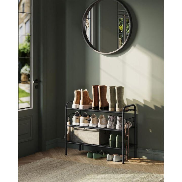 3-Tier Metal Shoe Rack - Sturdy Organizer for Entryway and Closet Storage