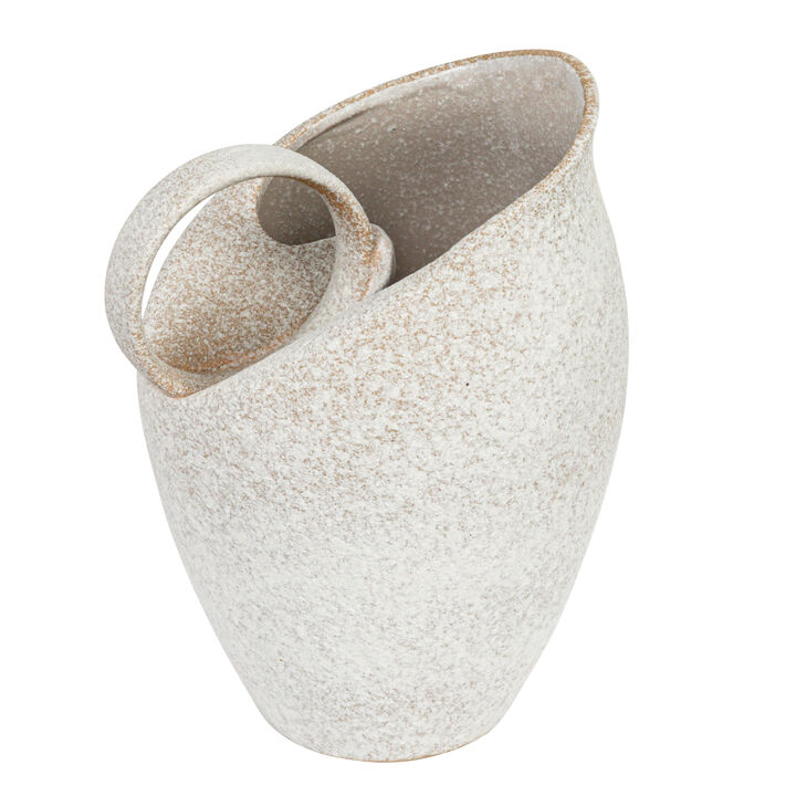 9 Inches 82-Ounce Textured Stoneware Pitcher in Reactive Glaze, White