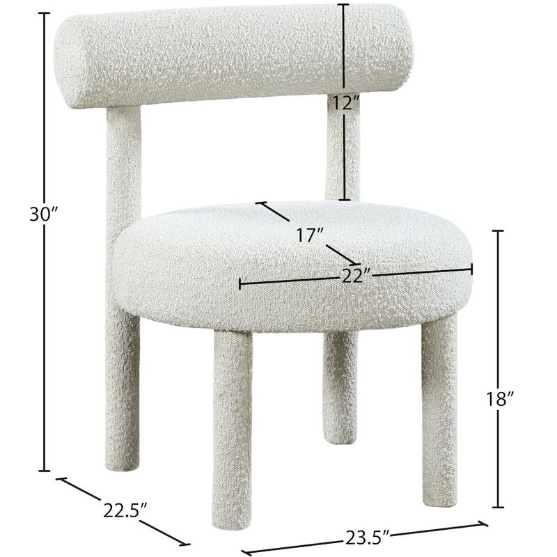 Meridian Furniture Parlor Cream Boucle Fabric Accent Chair