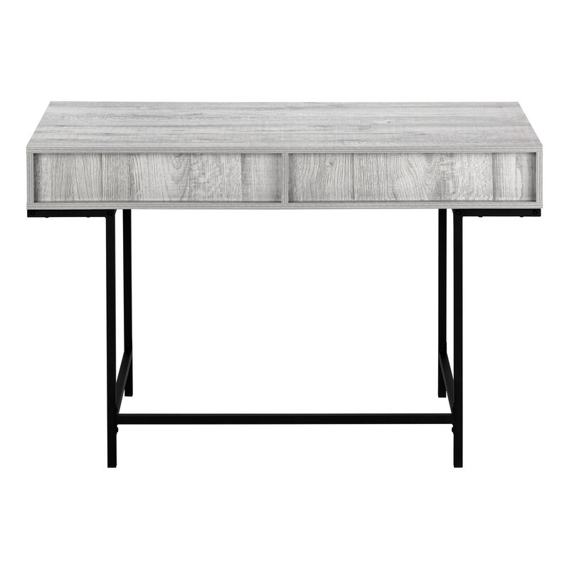 HomeRoots 47" Gray and Black Wood and Metal H-Shape Computer Desk With Two Drawers image number 3