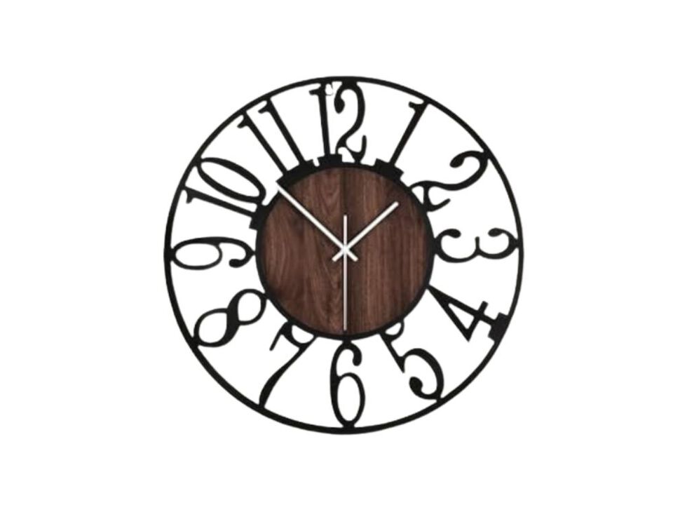Rustic Wood Farmhouse Black Wall Clock 16 Inch Silent Non Ticking
