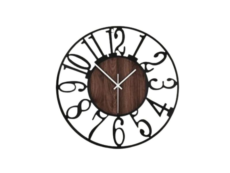 Rustic Wood Farmhouse Black Wall Clock 16 Inch Silent Non Ticking image number 0
