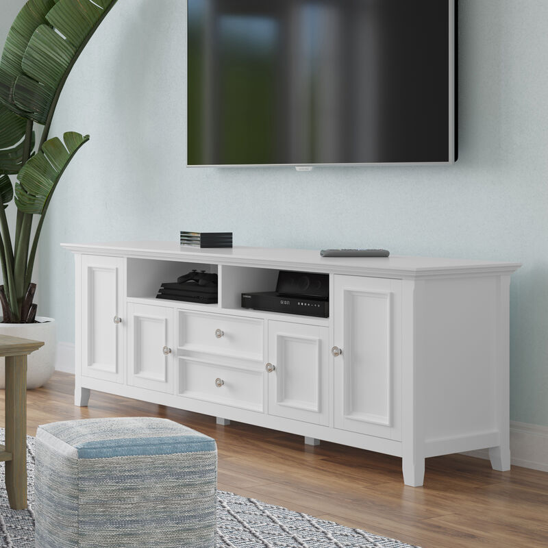Amherst 72 inch Wide Solid Wood Transitional TV Stand in White image number 1