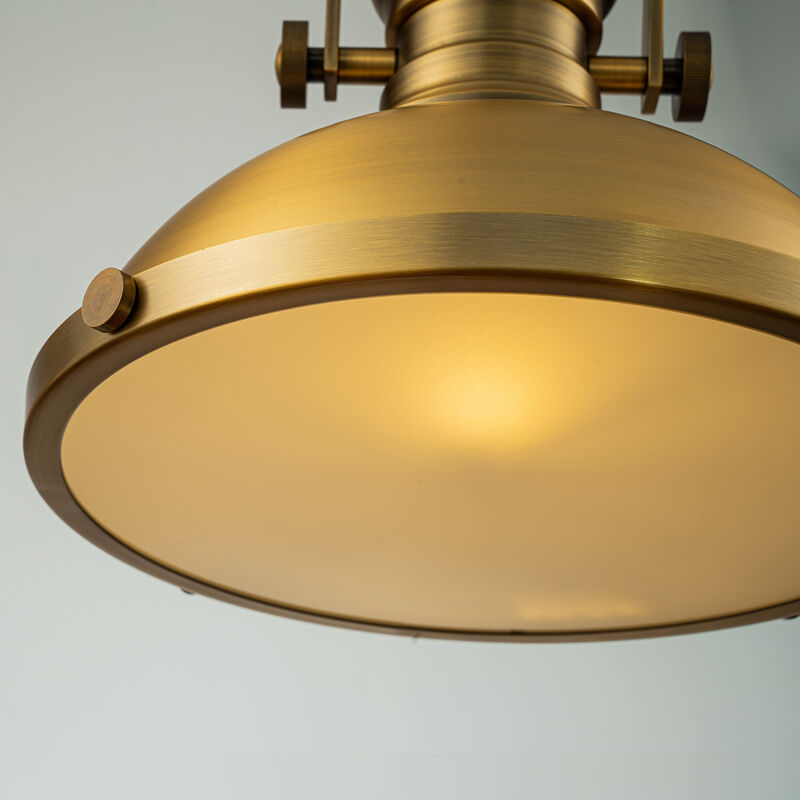 1-Light 13" Modern Industrial Antique Brass Single Dome Pendant Light For Kitchen Island image number 4