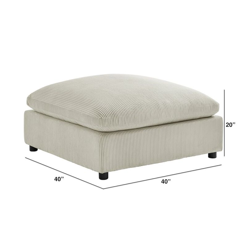 Comfort Pointe Casella Beige Corduroy Ottoman