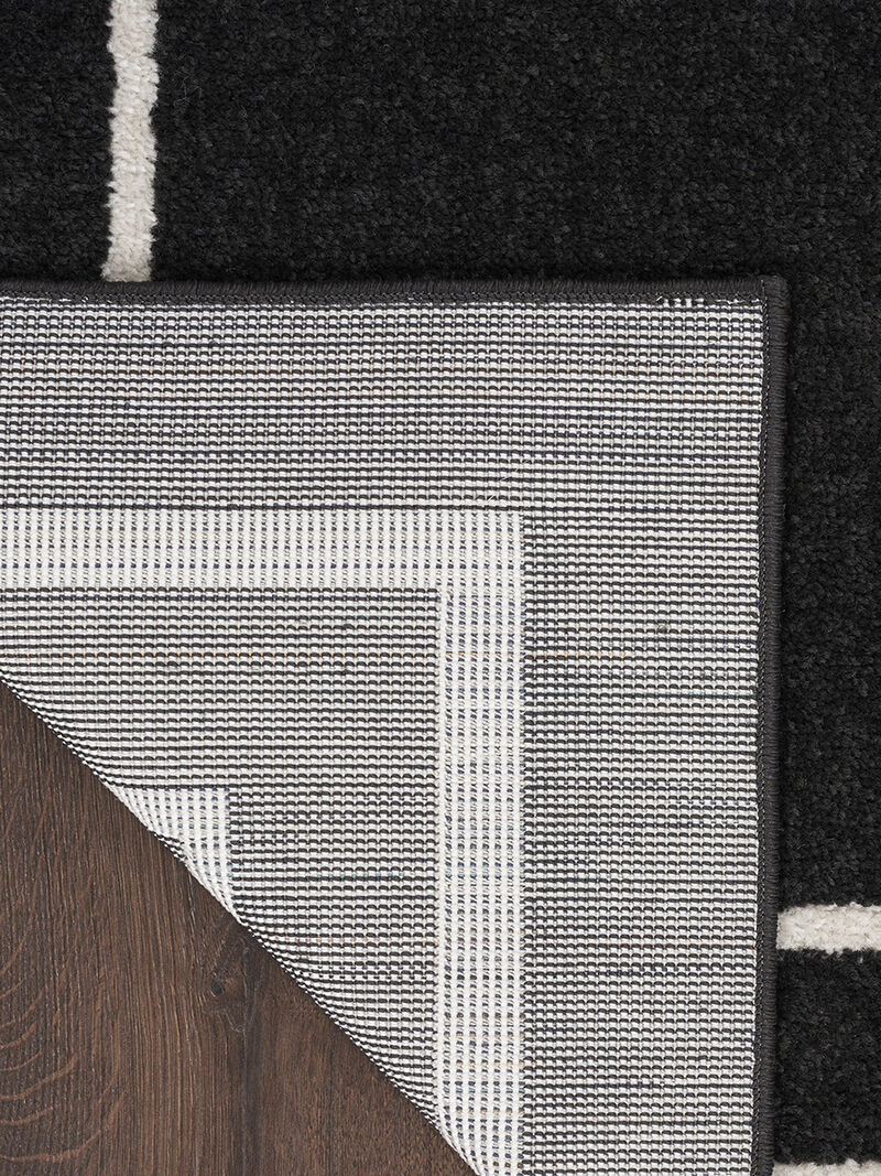 Nourison Essentials NRE02 Black/Ivory 5' x Square Rug image number 5