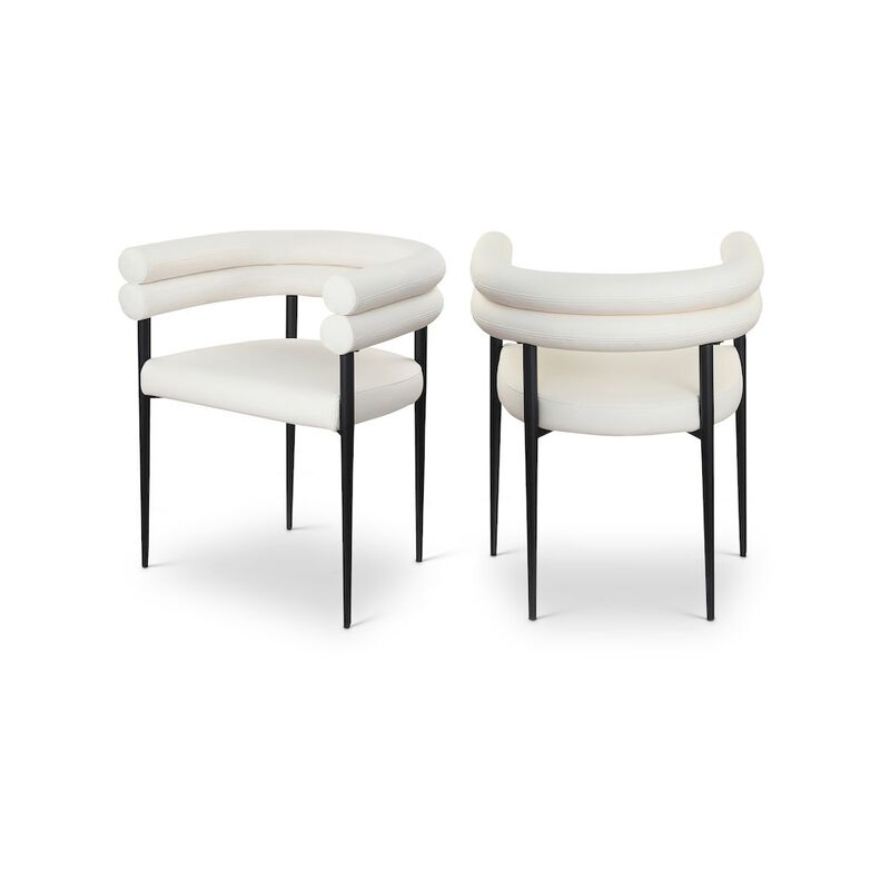 Meridian Furniture Lavina Cream Vegan Leather Dining Chair, Set of 2