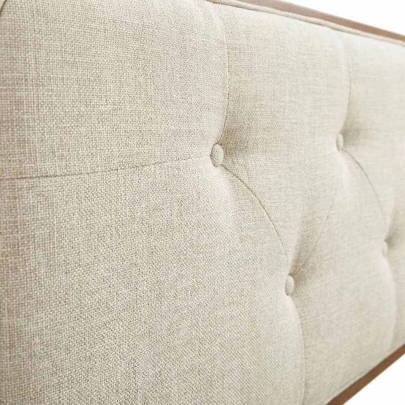 Tufted Fabric Full Headboard with Wood Frame and Classic Design image number 4