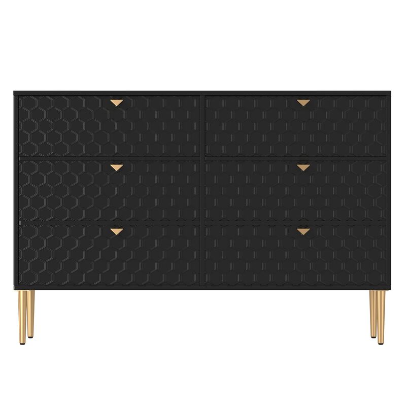 MONDAWE Navy Blue Modern Indoor Accent Storage Cabinet with 6 Drawers for LivingRoom