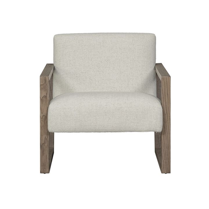 Cvi 31 Inch Armchair, Cushioned Seat, Taupe Framed Legs, Off White Finish - Benzara