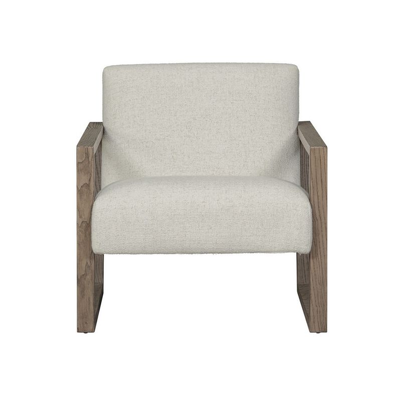 Cvi 31 Inch Armchair, Cushioned Seat, Taupe Framed Legs, Off White Finish