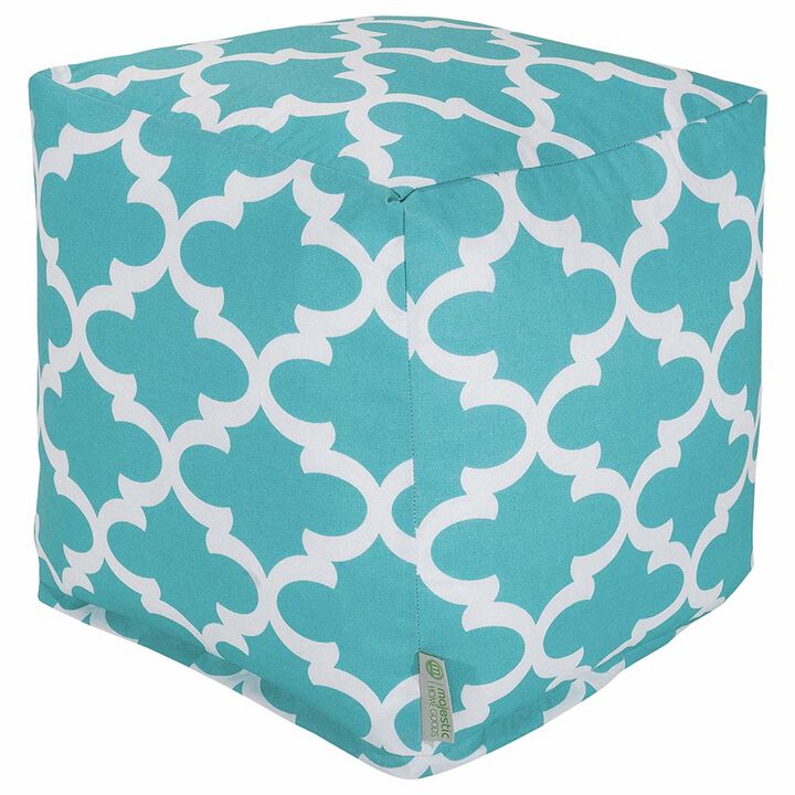 Majestic Home Goods Cube Pouf Trellis Teal