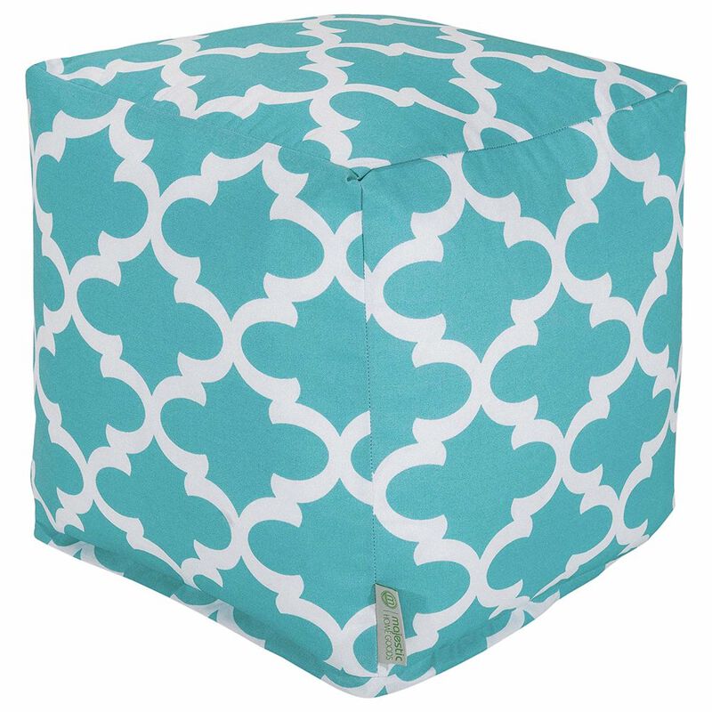 Majestic Home Goods Cube Pouf Trellis Teal
