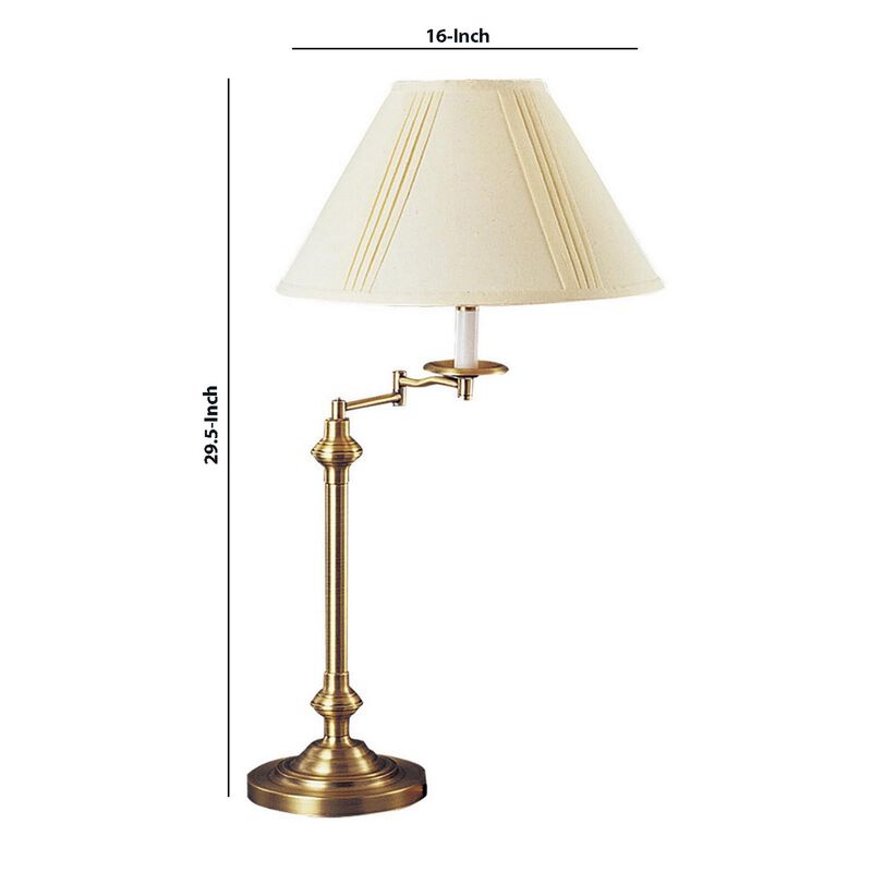 150W Metal Table Lamp with Swing Arm and Fabric Conical Shade,Set of 4,Gold-Benzara