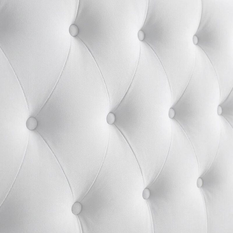 White Velvet Tufted Headboard with Diamond Pattern and Durable Upholstery image number 4
