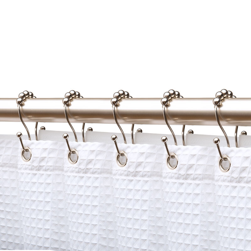 Rust-Proof Stainless Steel Double Shower Curtain Hooks with Smooth Rolling Balls, Set of 12 image number 1