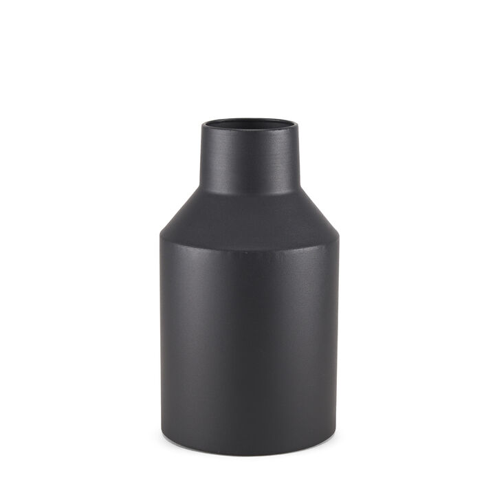 HomeRoots 11" Black Tulip Metal Table Vase