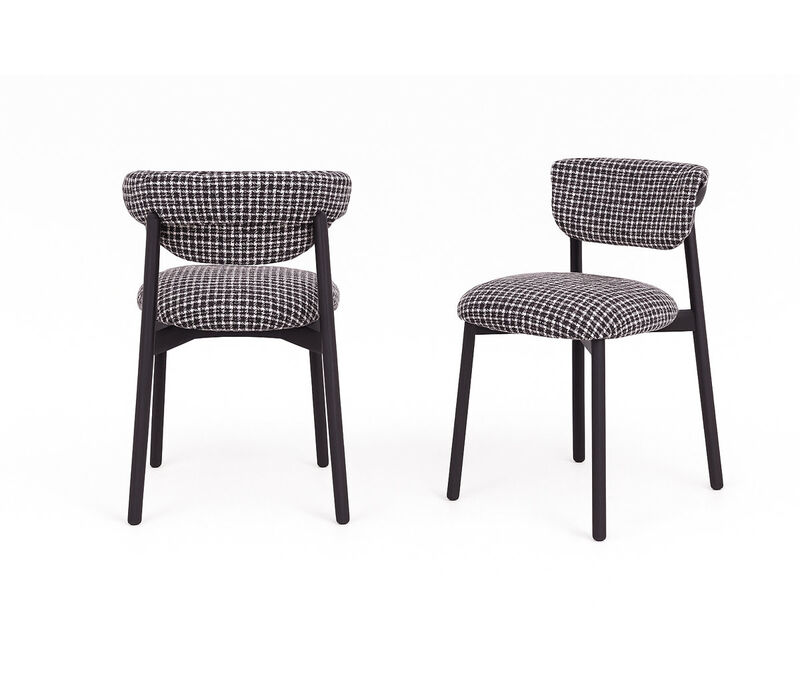 Houndstooth Upholstered Wood-look Metal Frame 2pc Dining Chairs image number 0
