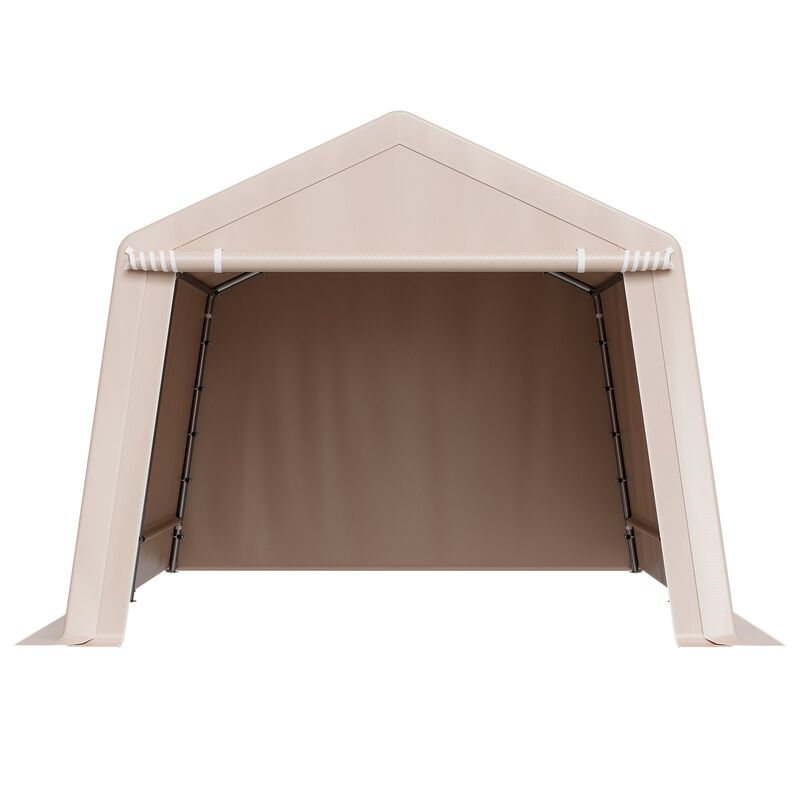 Heavy Duty Outdoor Storage Tent with Roll-Up Door, Waterproof Garage Shelter for Patio & Garden-Beige image number 0
