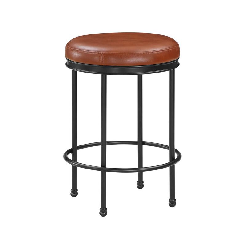 Comfort Pointe Montecarlo Caramel Faux Leather and Metal Backless Counter Height Stool