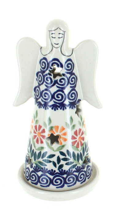 Blue Rose Polish Pottery Small Dots Small Angel Luminary