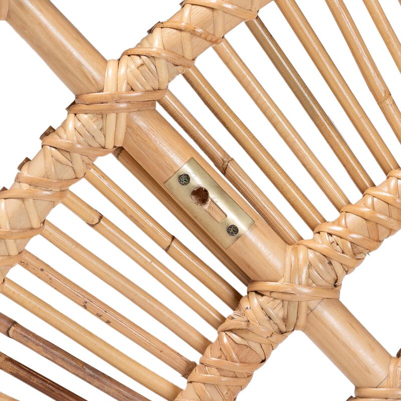 bali & pari Luna Natural Rattan Headboard - Handwoven Wicker Wall-Mount Headboard in Half-Moon Shape, Coastal Boho Bedroom Backdrop, Queen image number 3