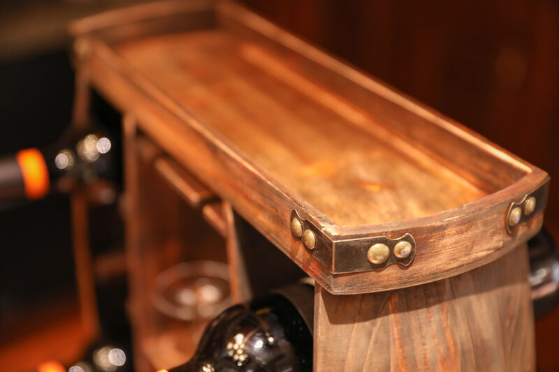 Decorative Wooden 8 Bottle Rustic Wine Rack with Glasses Holder